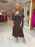 Numph Brown Satin Dress