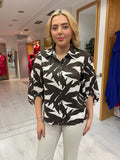 K Design Cream Leaf Print Top