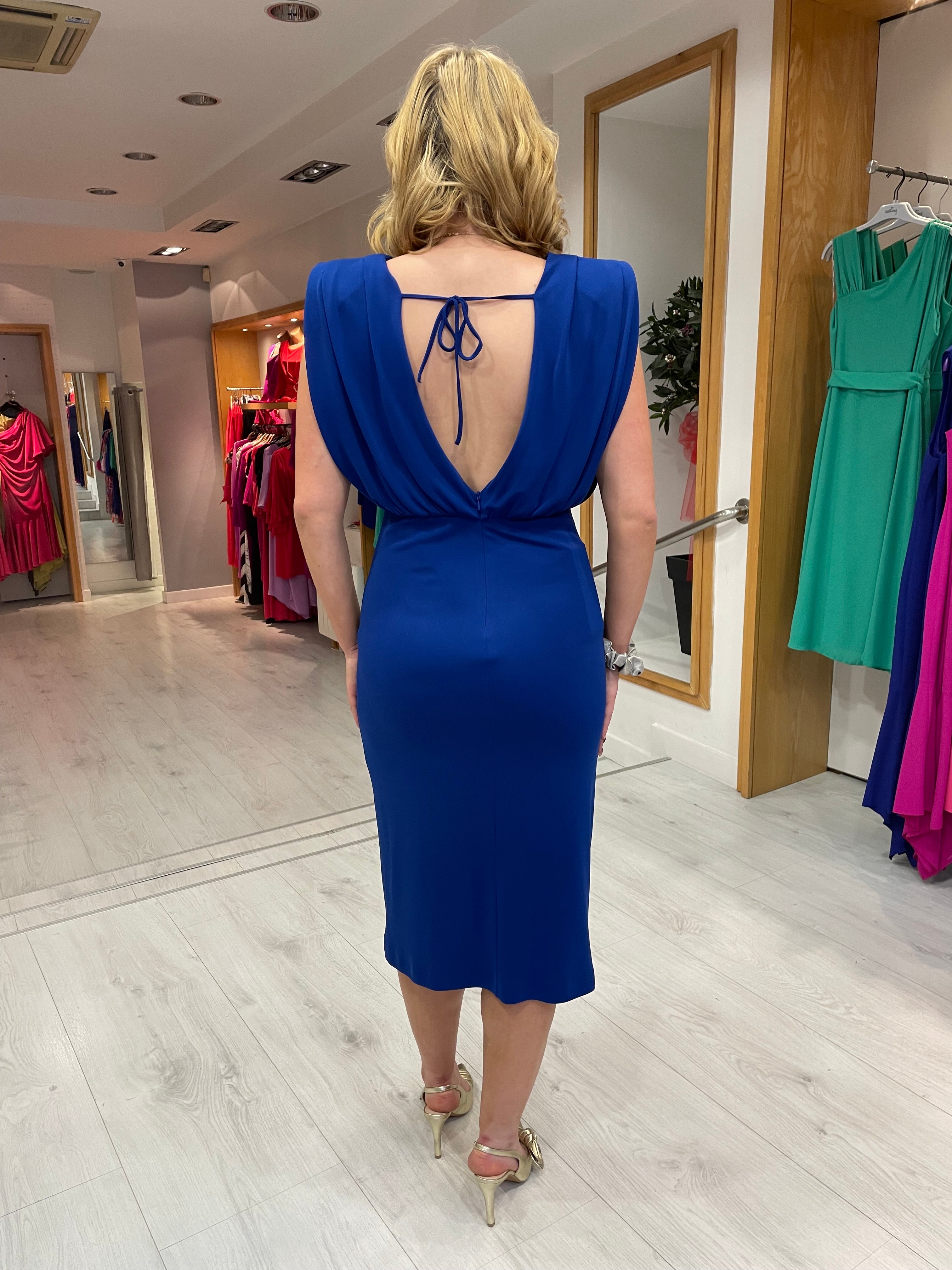 Blue Arggido Ruche Dress