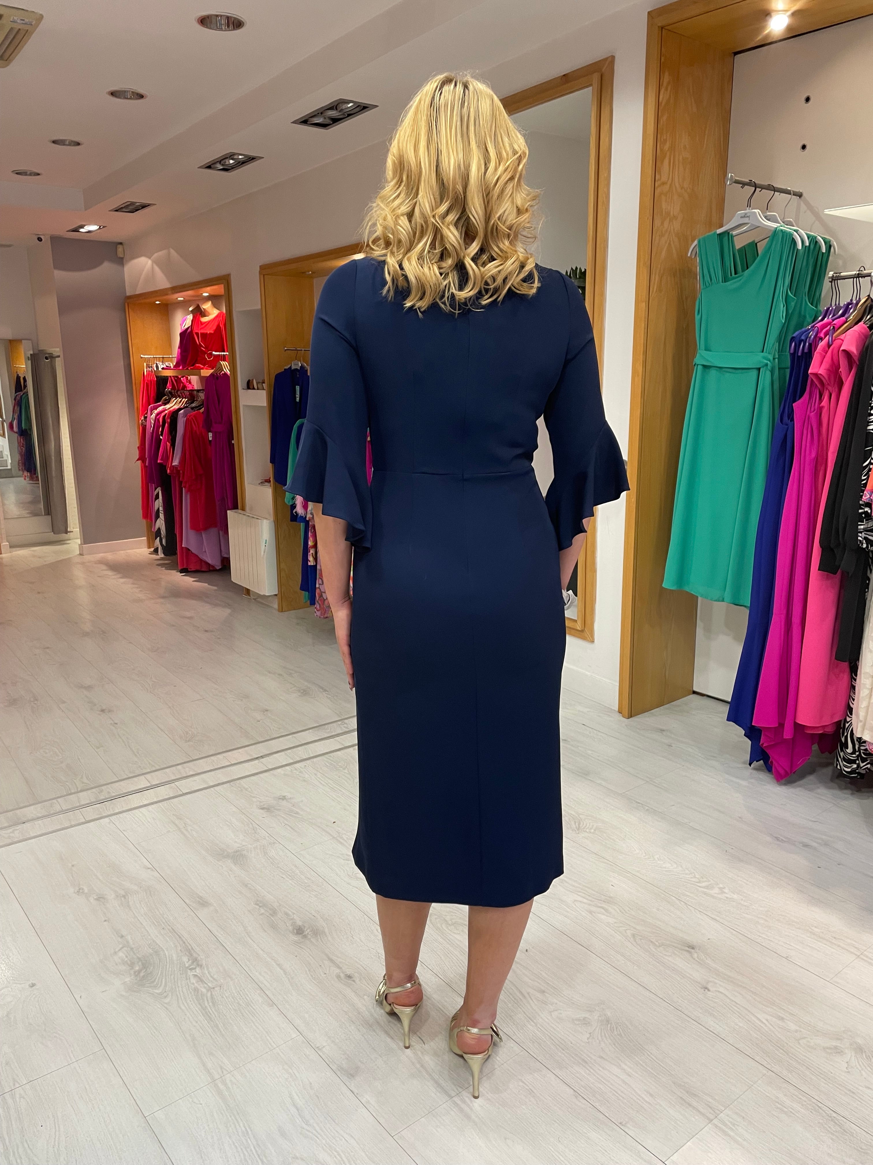 Arggido Navy Dress With Slit