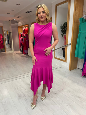 Moncho Heredia Fuschia Fishtail Dress