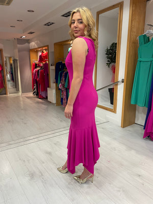 Moncho Heredia Fuschia Fishtail Dress