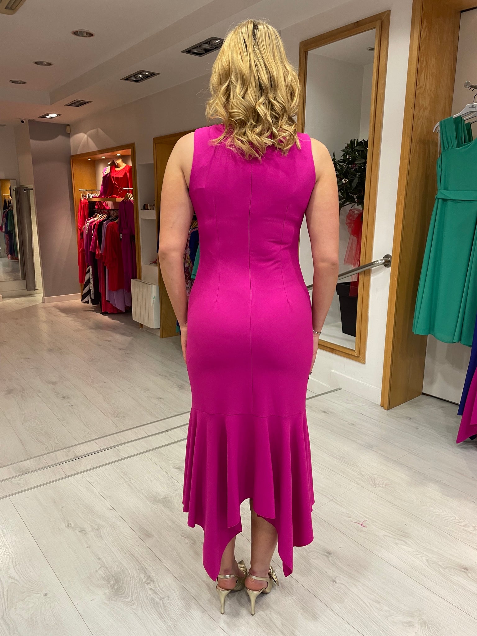 Moncho Heredia Fuschia Fishtail Dress