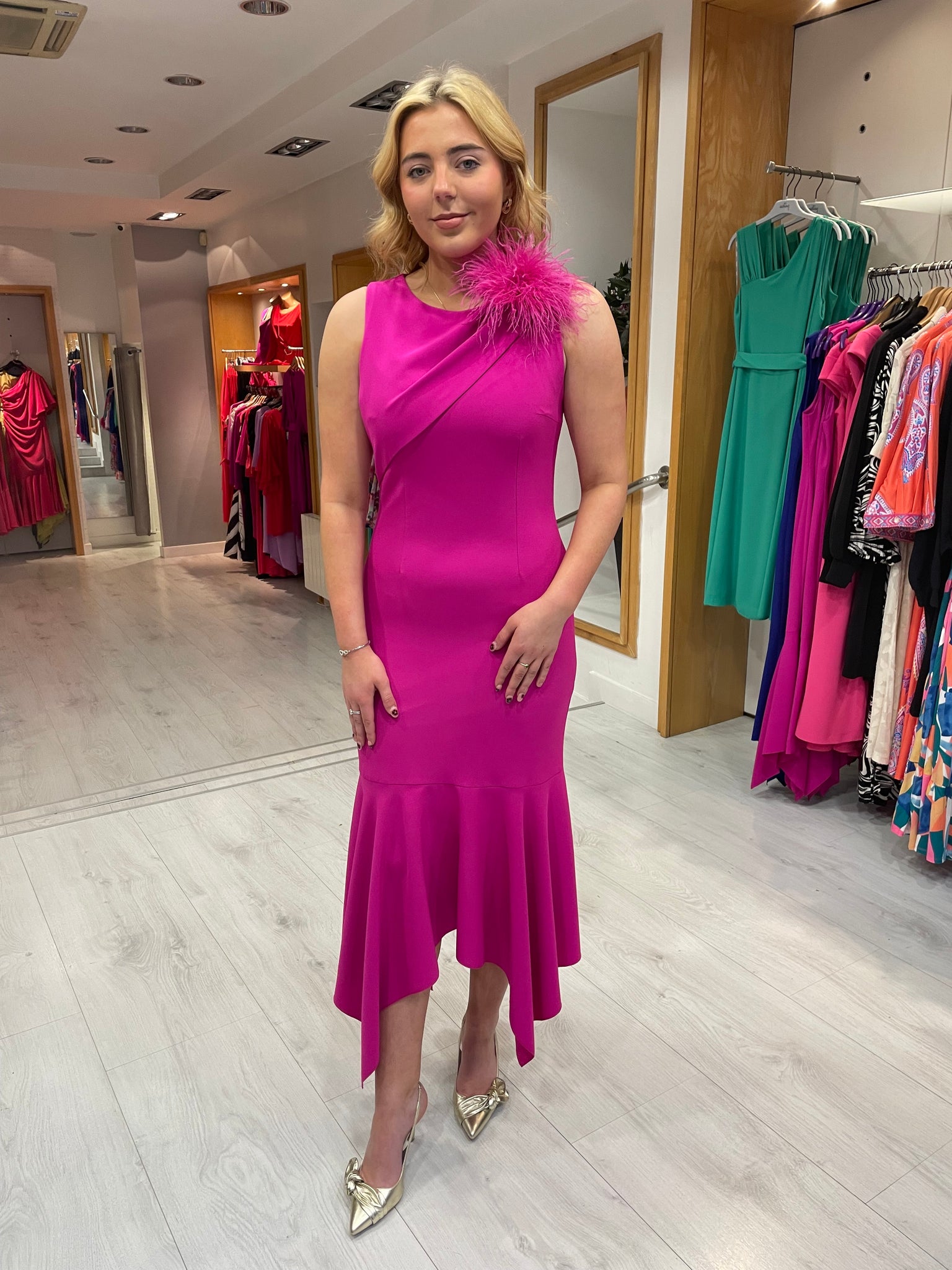 Moncho Heredia Fuschia Fishtail Dress