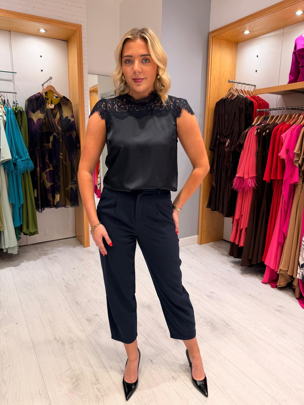 Kaffe Navy Barrel-Leg Trousers