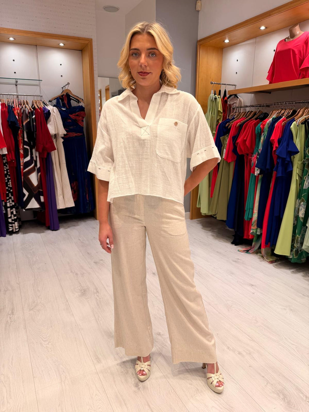 Dolores White Linen Blouse