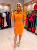 K Design Orange Embroidery Dress