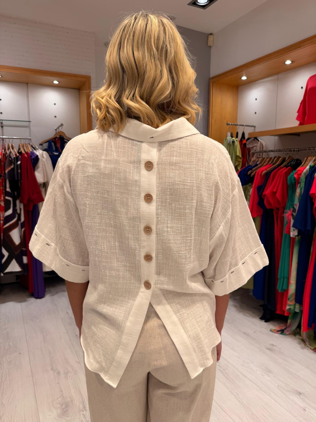Dolores White Linen Blouse
