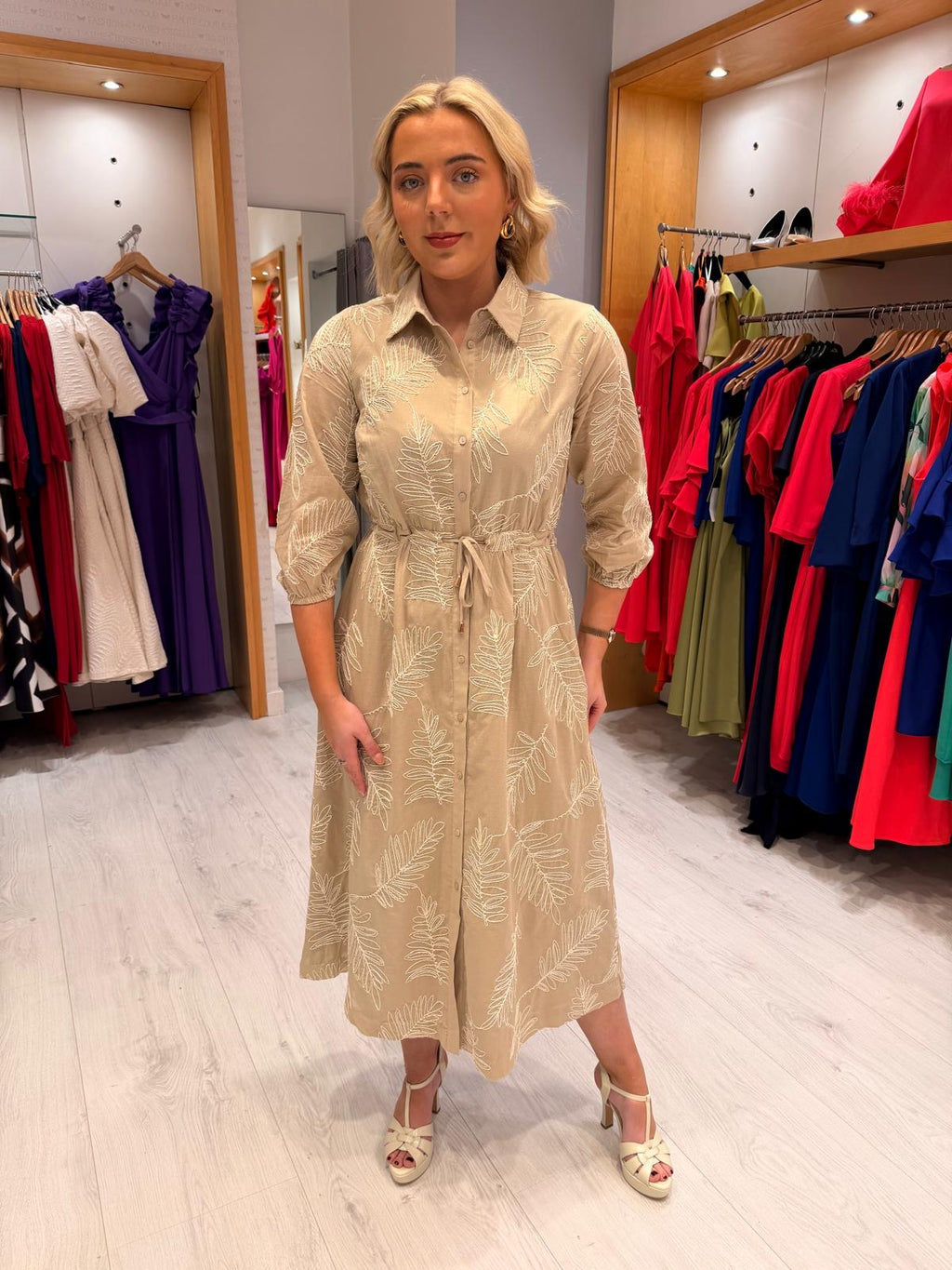 HV Polo Beige Print Shirt Dress