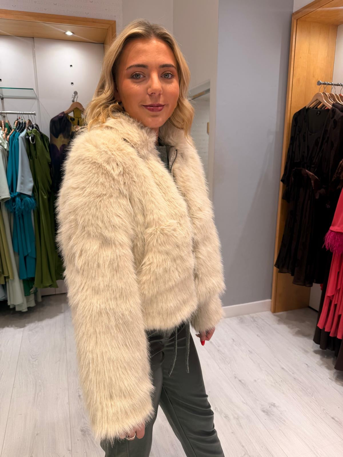St Tropez Cream Fur Jacket