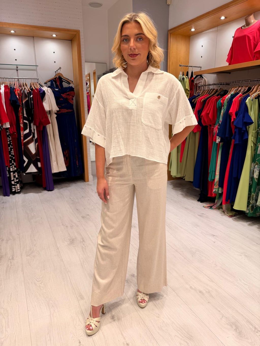 Dolores White Linen Blouse