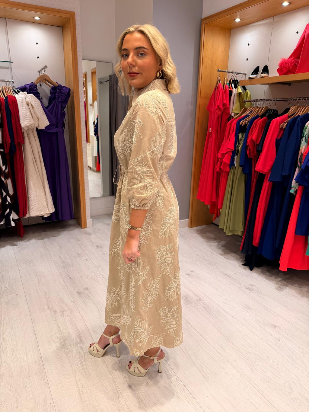 HV Polo Beige Print Shirt Dress