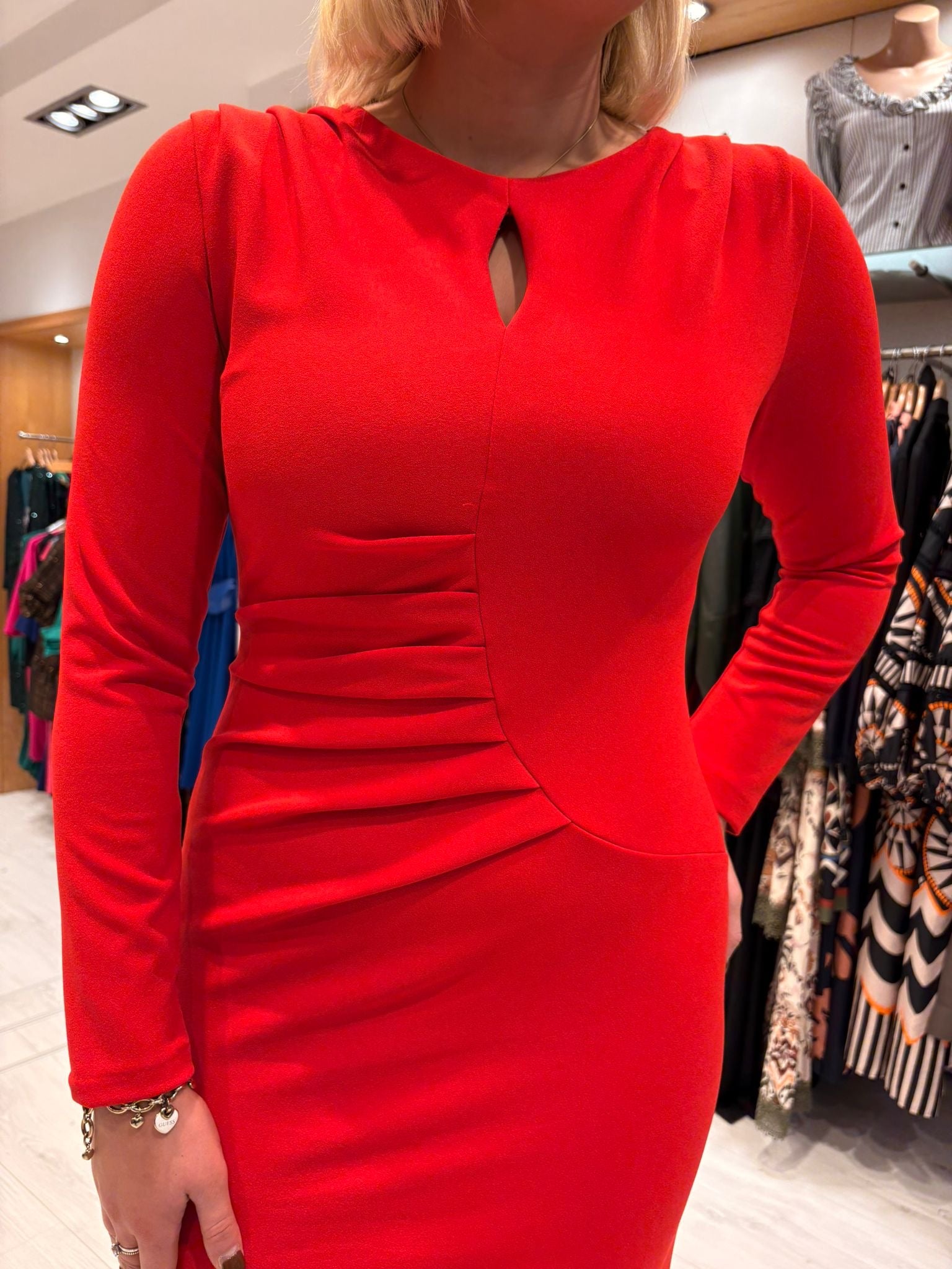 Casting Red Ruched Bodycon Dress