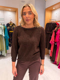 Kaffe Chocolate Brown Embellished Knit