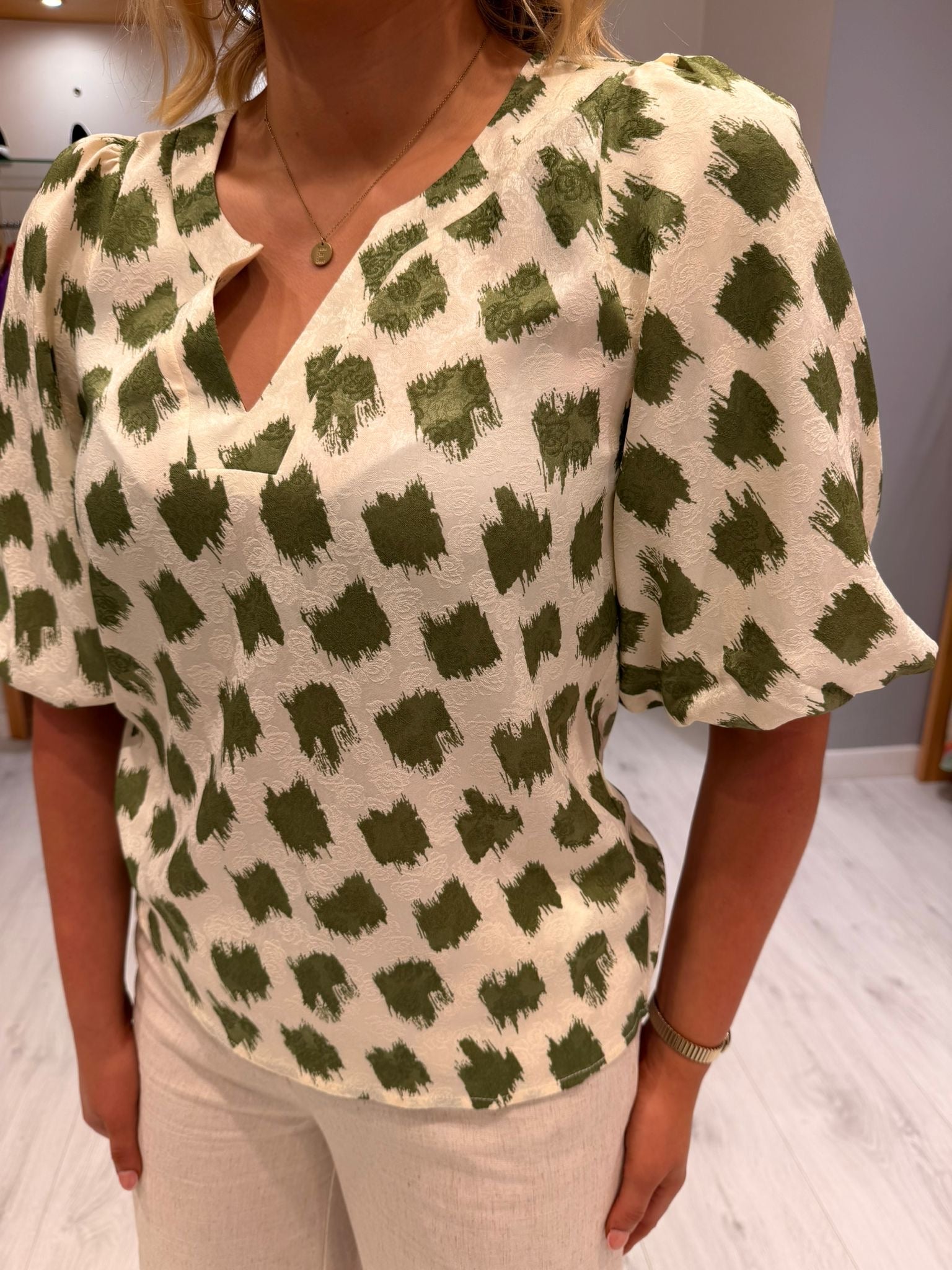 Smashed Lemon Cream Print Blouse