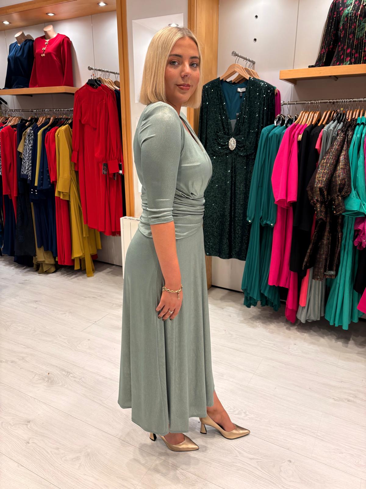 Rolemode Eucalyptus Metallic Dress