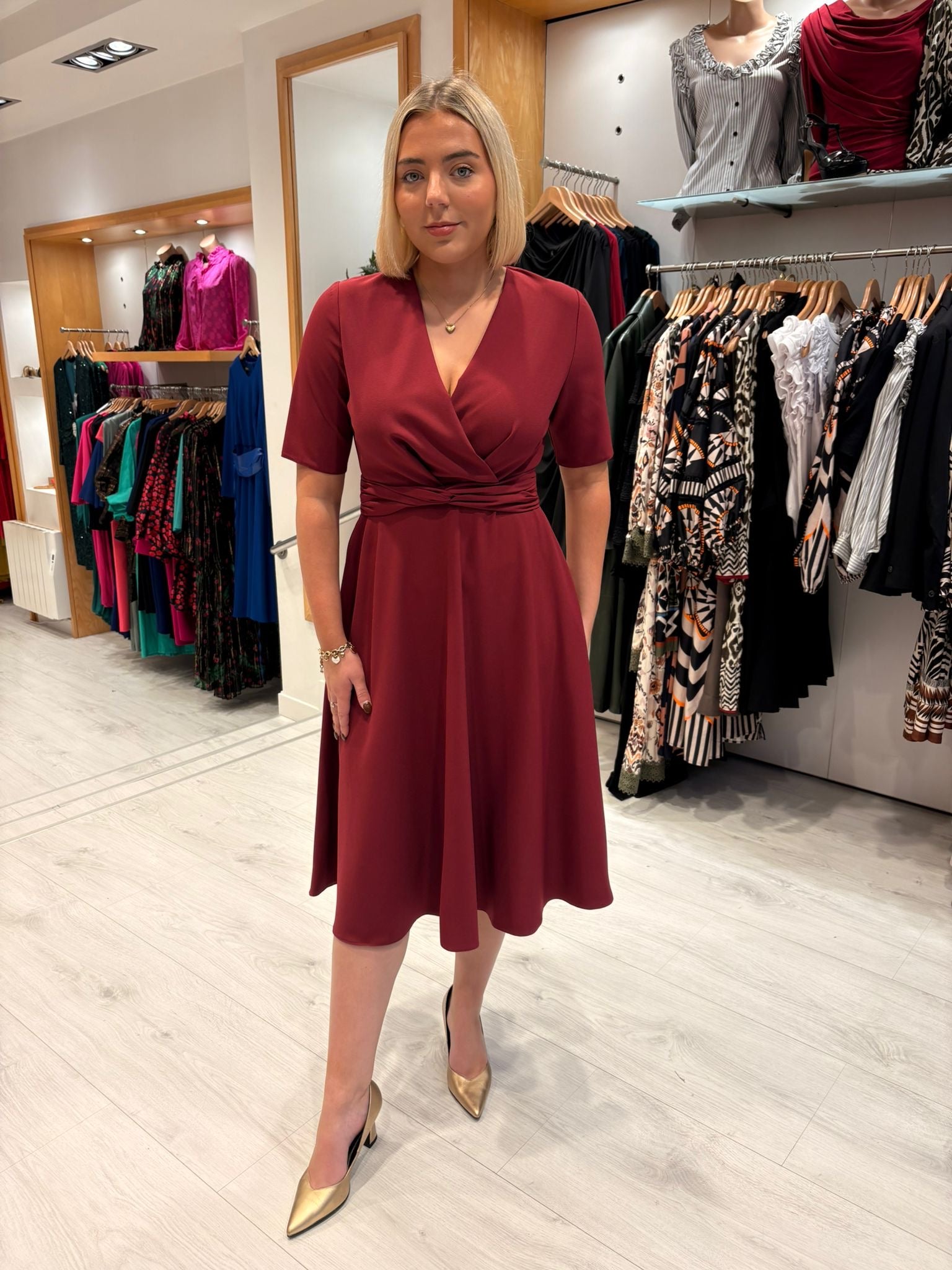 Casting Burgundy Midi Dress