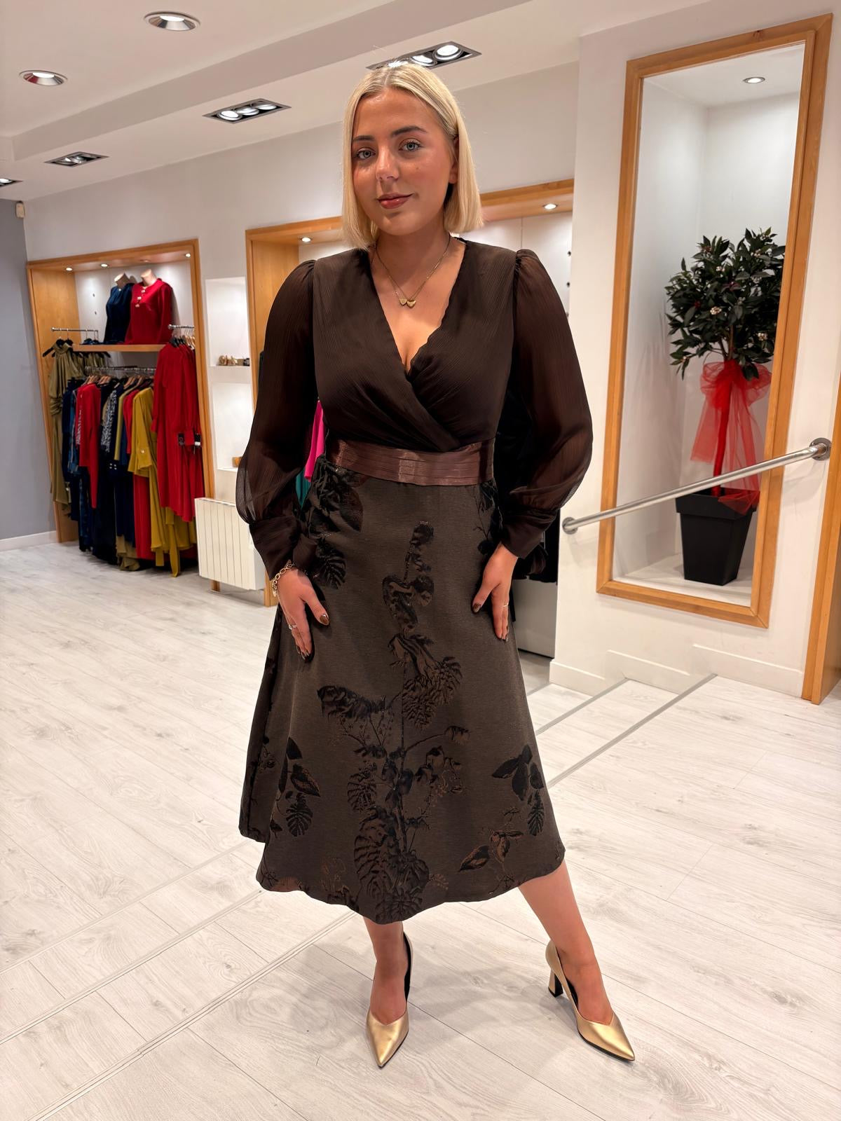 Rolemode Mocha Contrast Skirt Dress