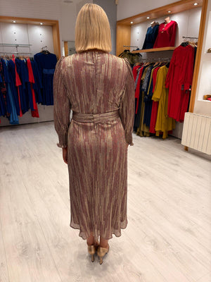 Rolemode Metallic Pleated Midi Dress