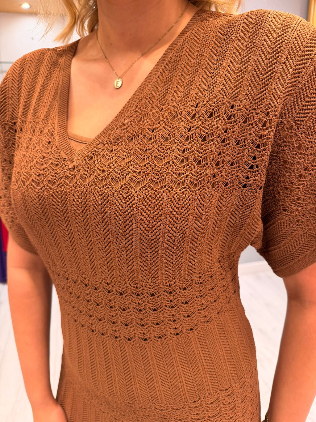 Smashed Lemon Brown Knit Dress