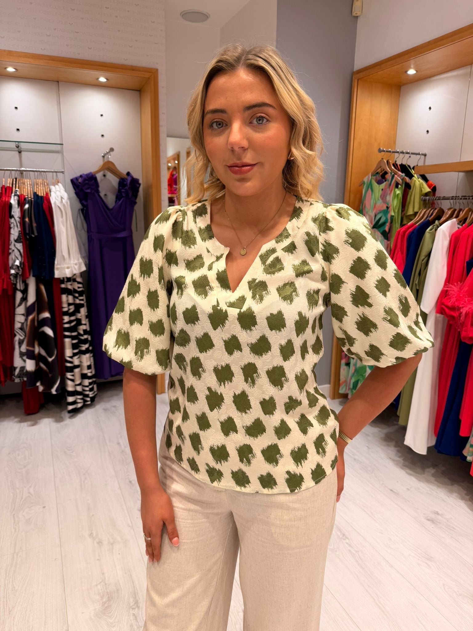 Smashed Lemon Cream Print Blouse