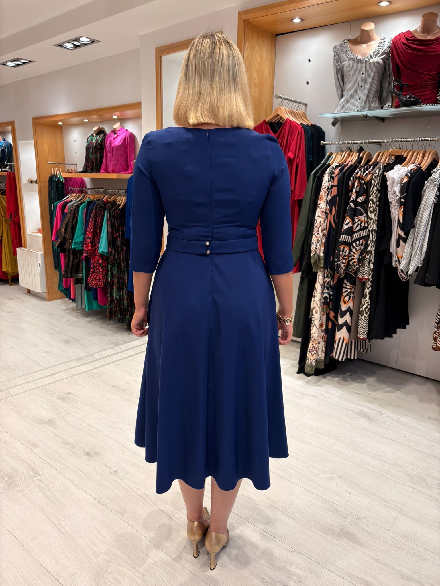 Moncho Heredia Belted Royal Blue Midi Dress