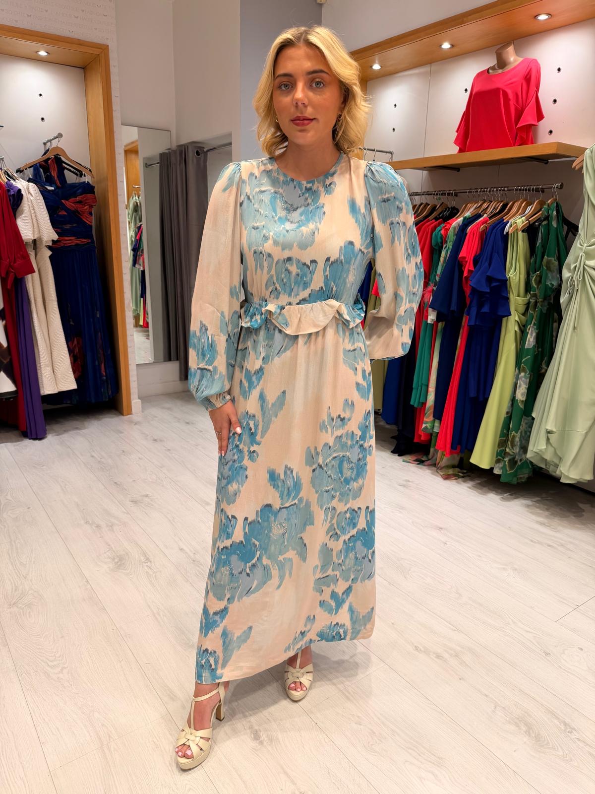 St Tropez Blue Ruffle Dress