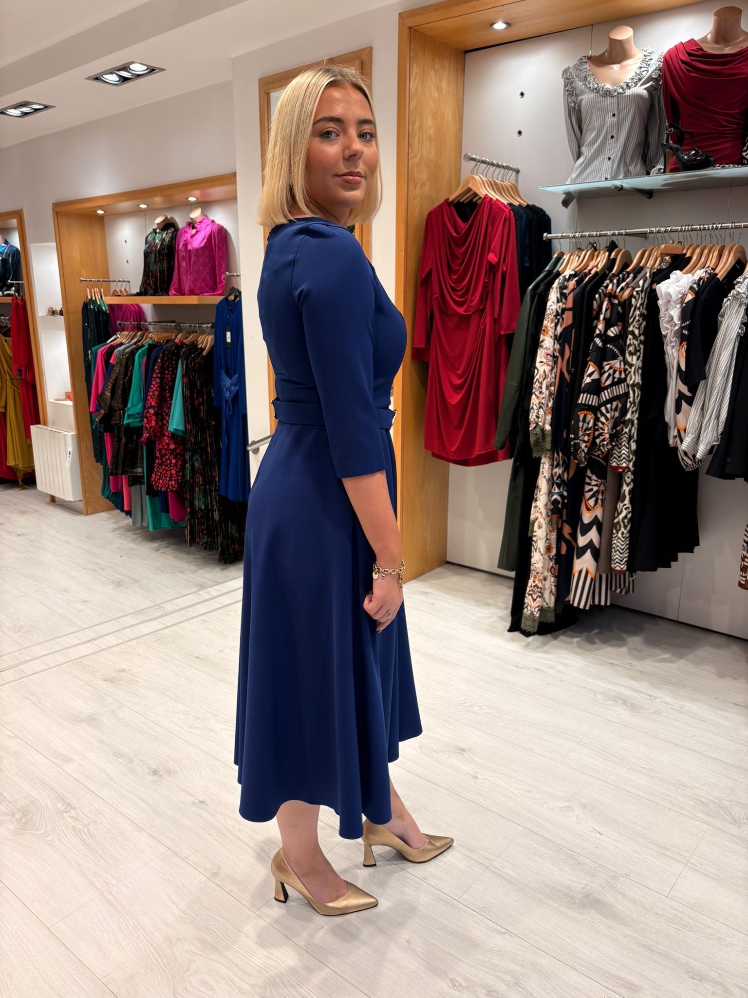 Moncho Heredia Belted Royal Blue Midi Dress