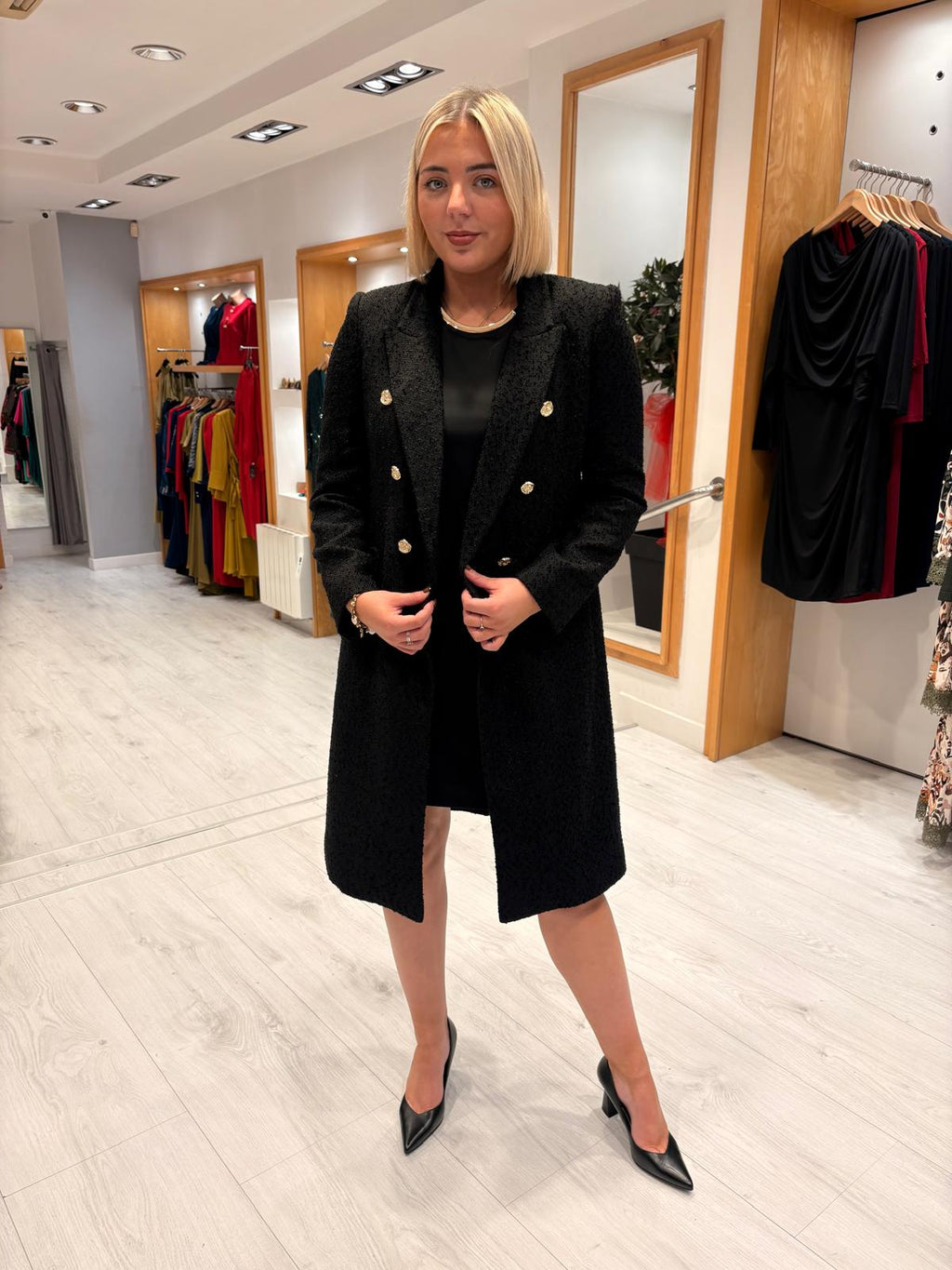 Carla Ruiz Black Tweed Coat