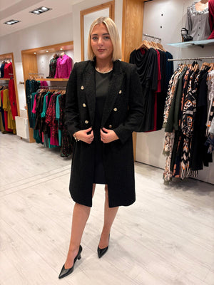 Carla Ruiz Black Tweed Coat