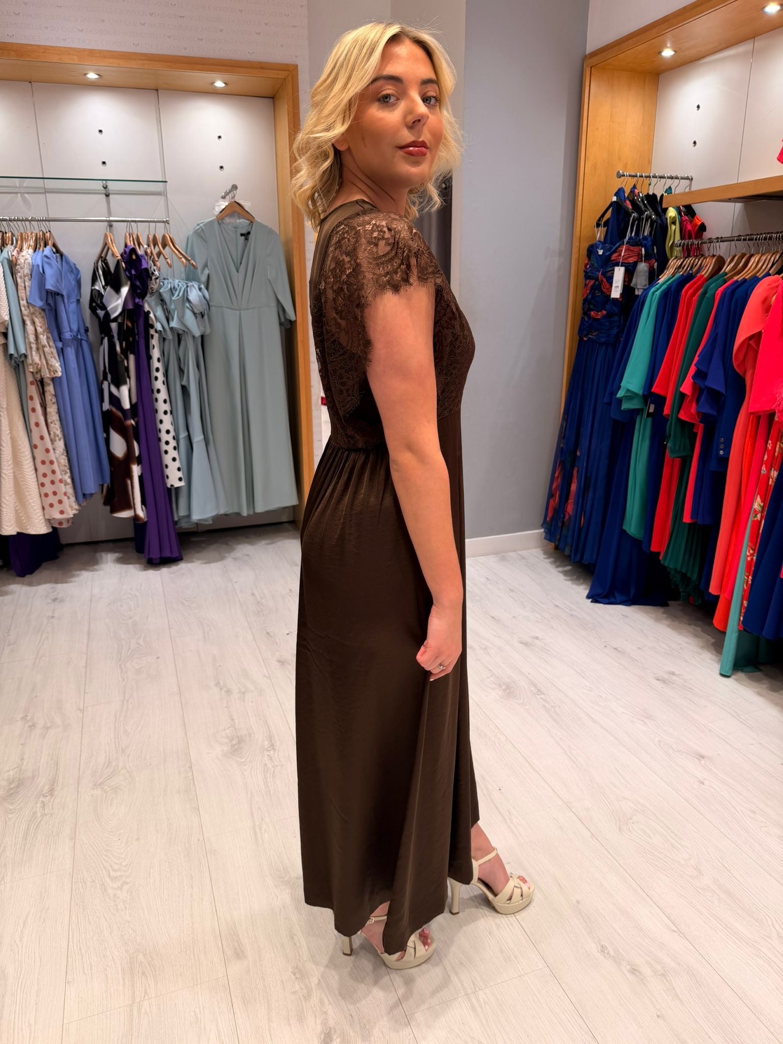 Co'Couture Brown Lace Dress