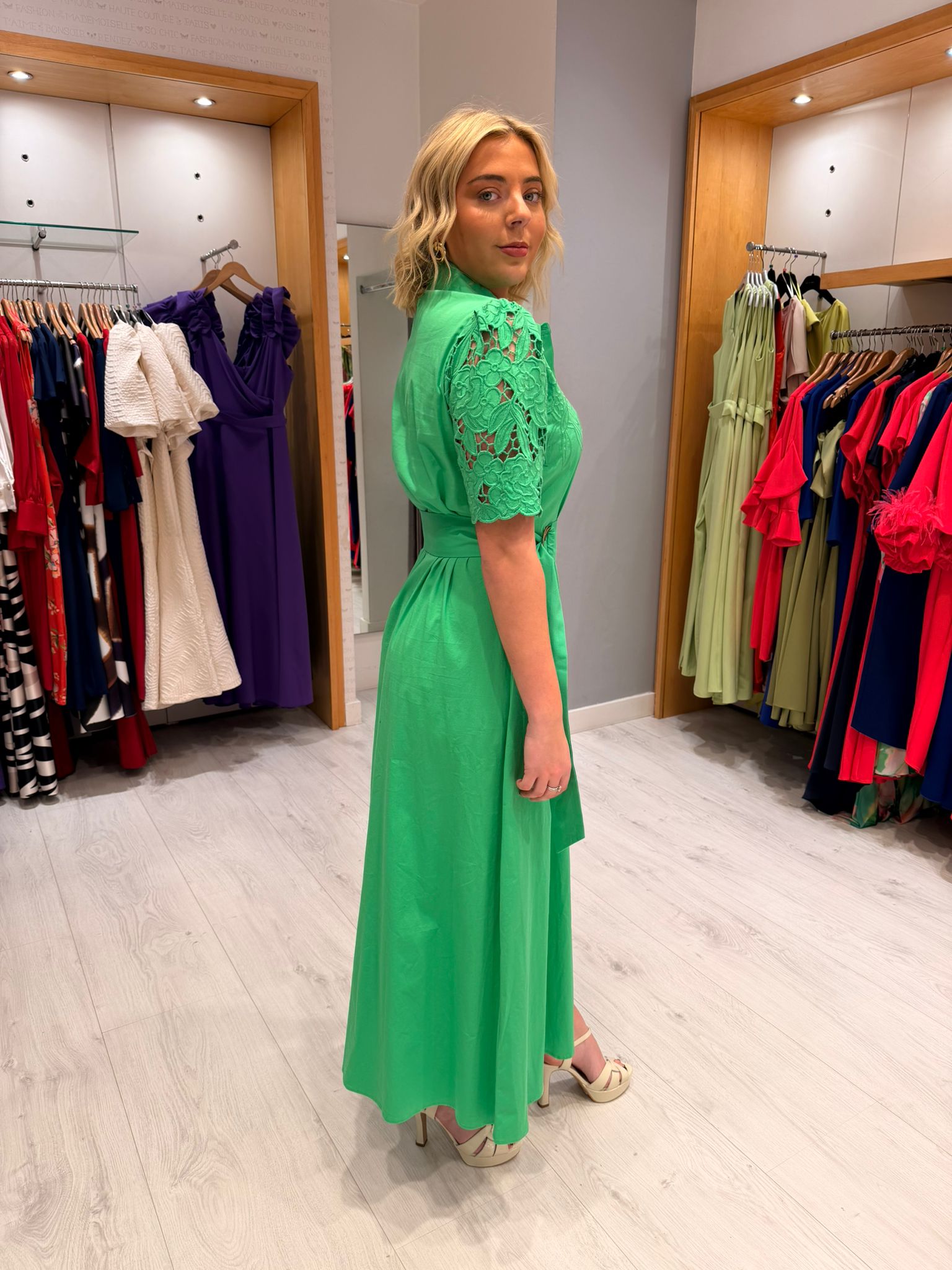 K Design Green Embroidery Dress