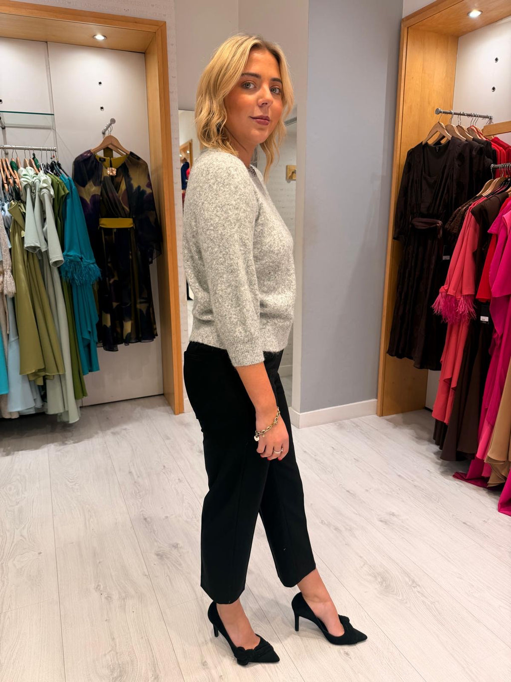 Kaffe Grey Embellished Knit Jumper