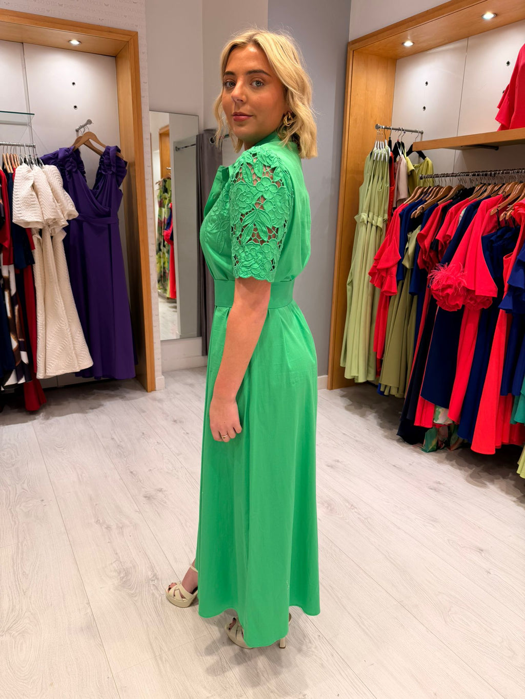 K Design Green Embroidery Dress