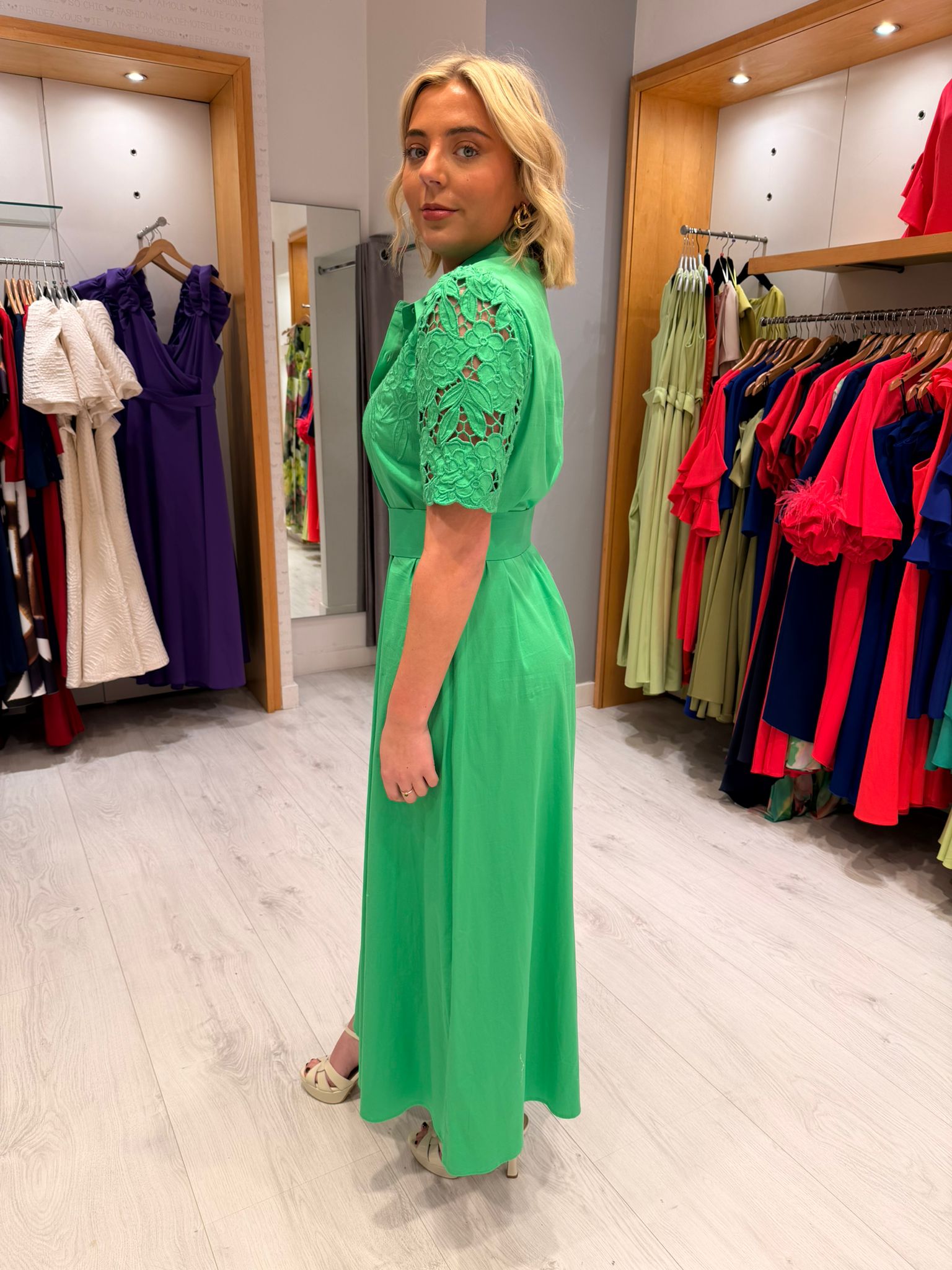 K Design Green Embroidery Dress