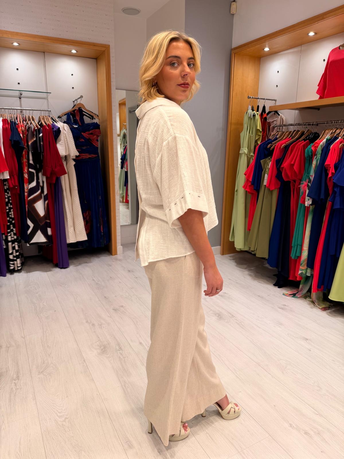 Dolores White Linen Blouse