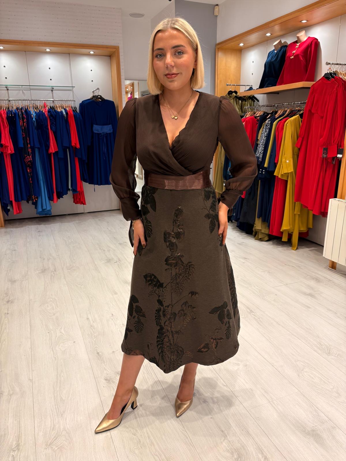 Rolemode Mocha Contrast Skirt Dress