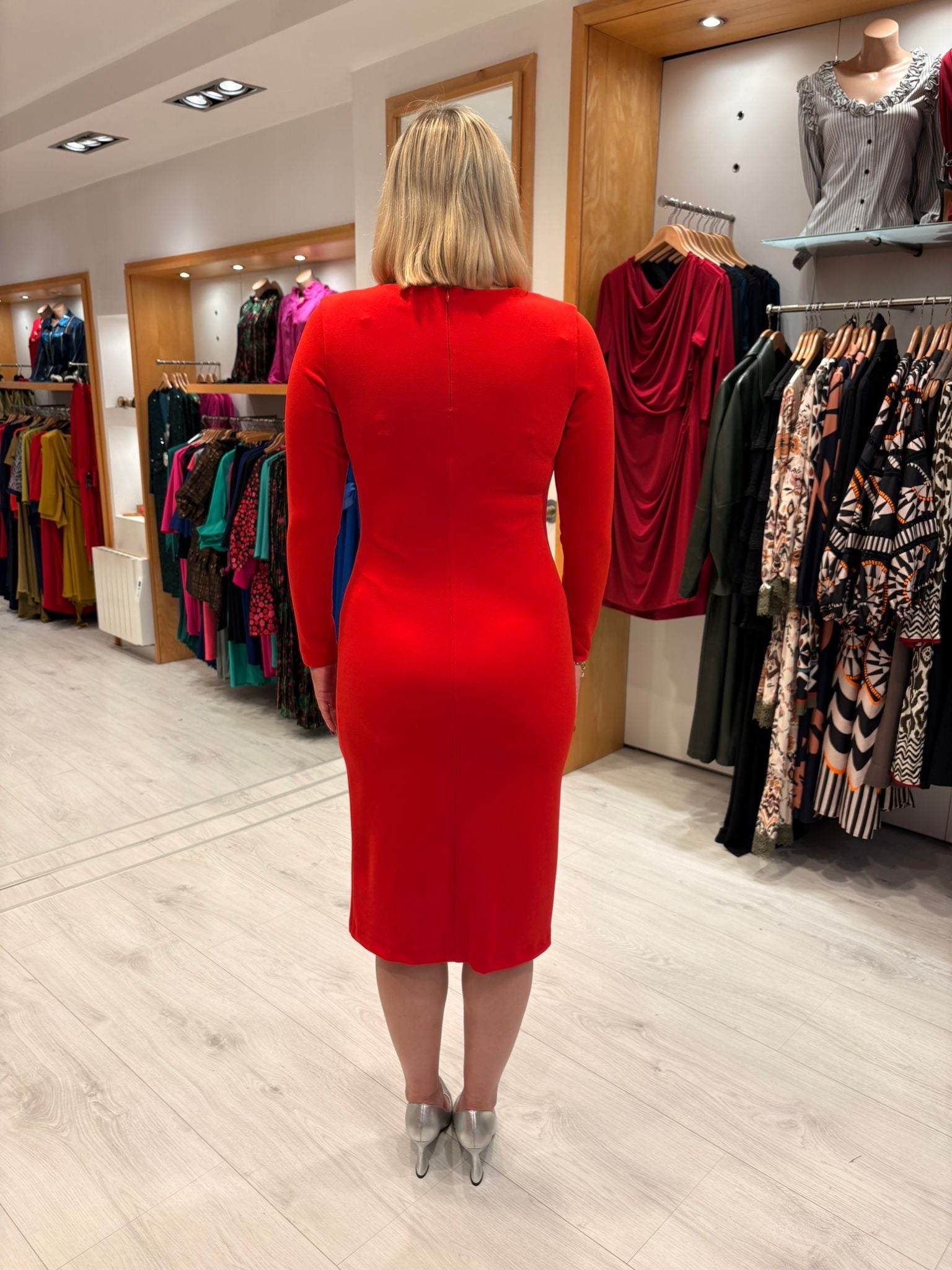 Casting Red Ruched Bodycon Dress