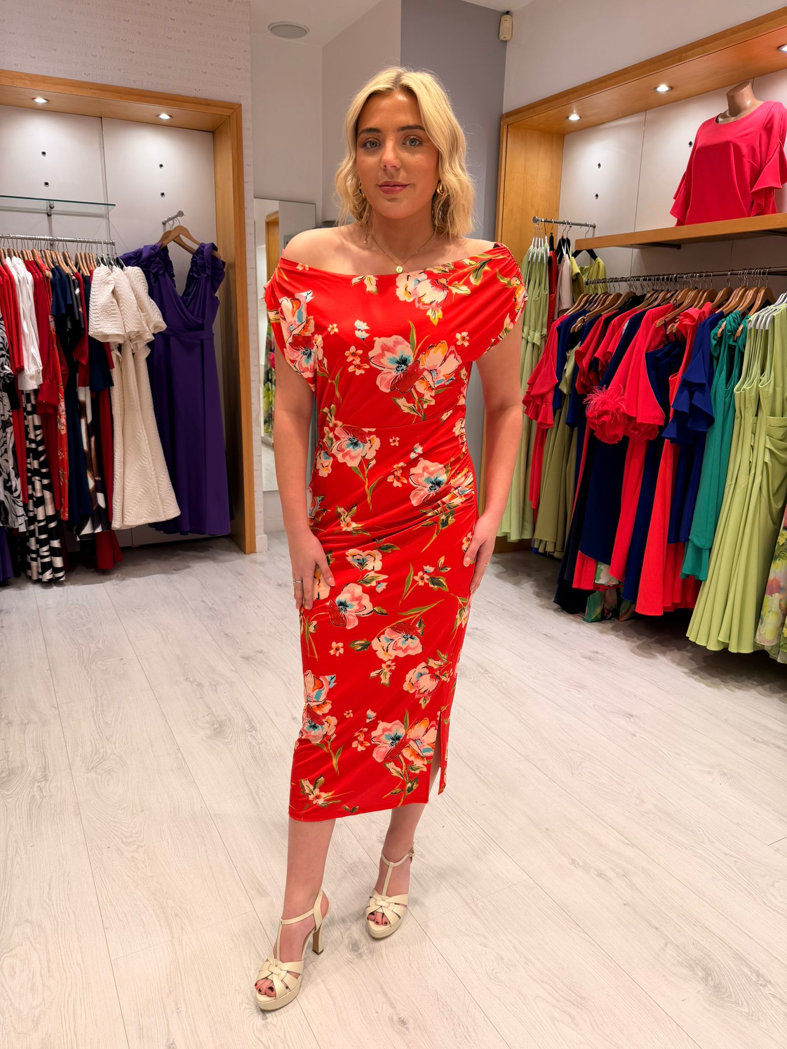 K Design Red Floral Dress