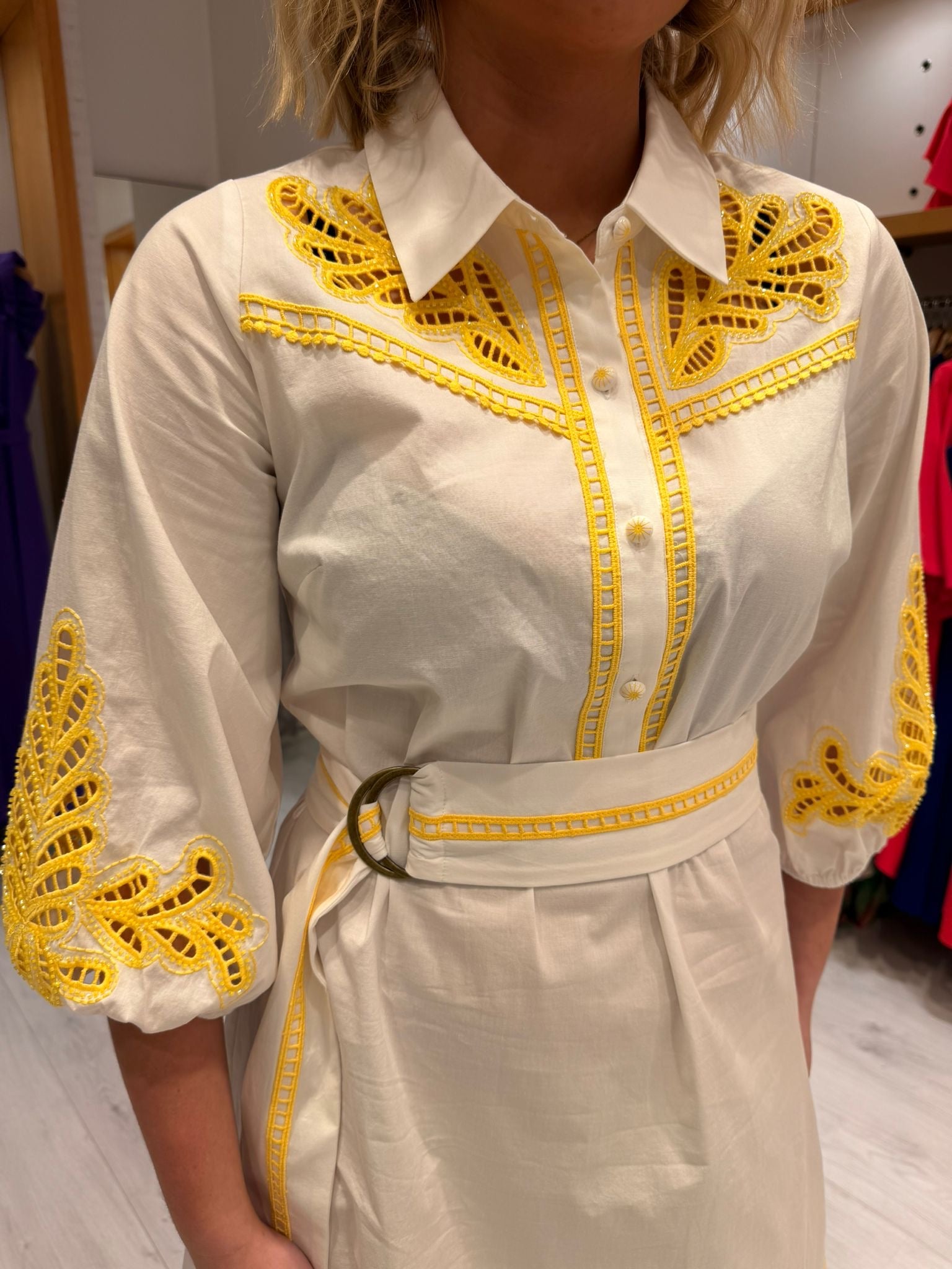 K Design Yellow Detail Dress