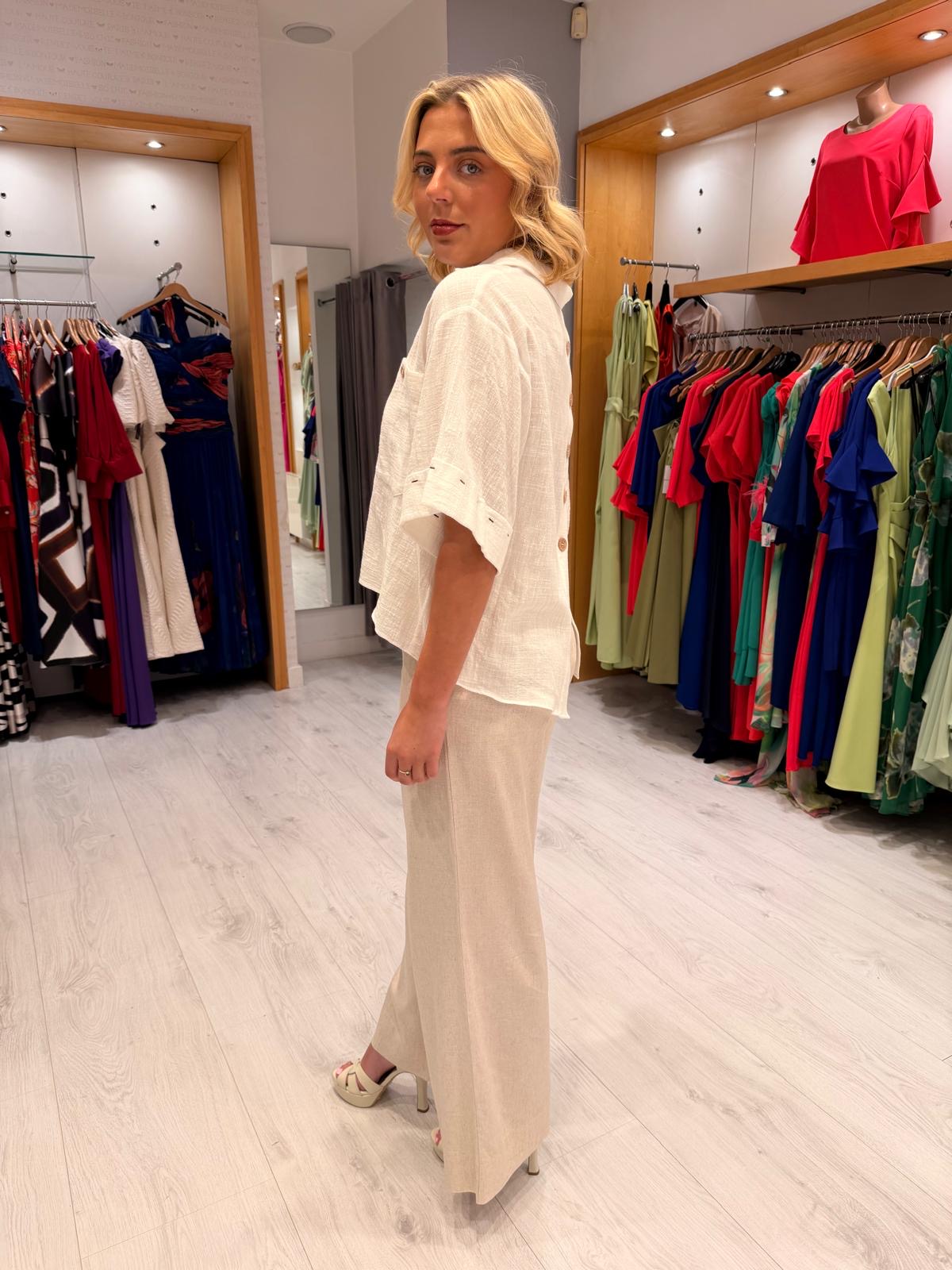 Dolores White Linen Blouse