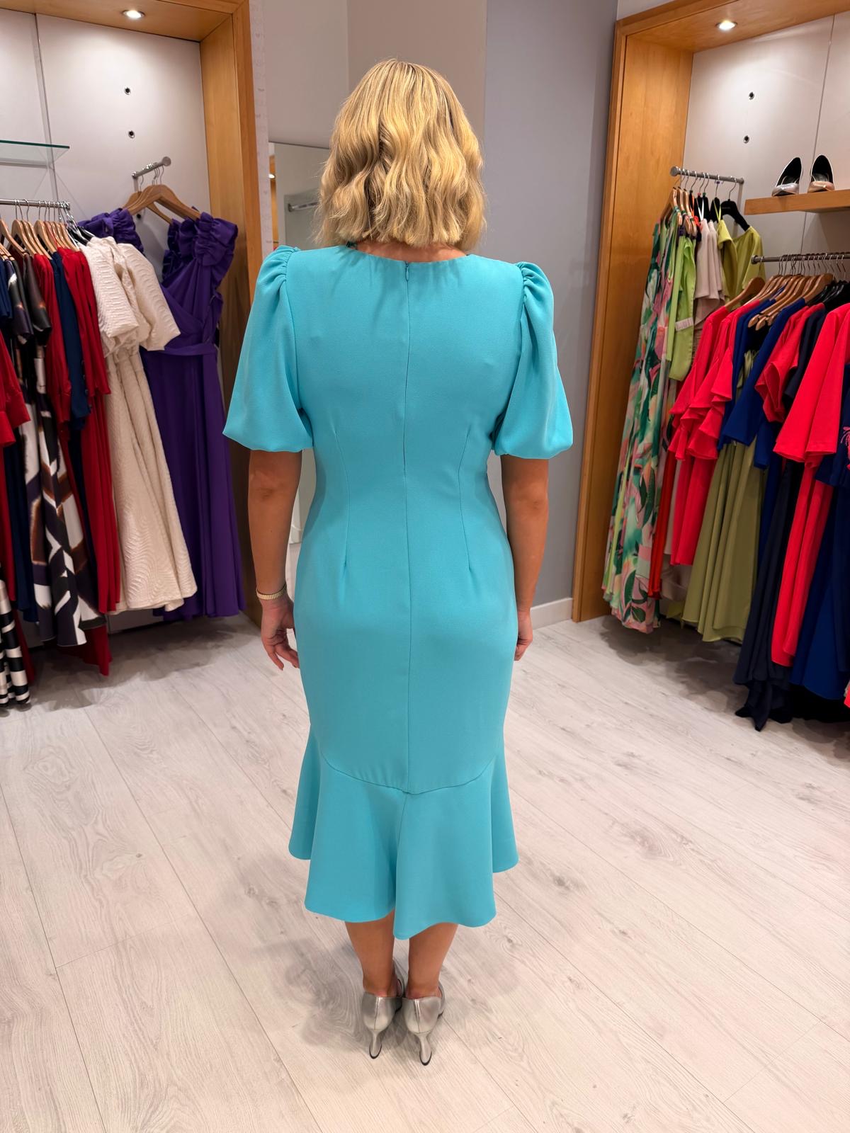 Rolemode Aqua Puff Sleeve Midi Dress