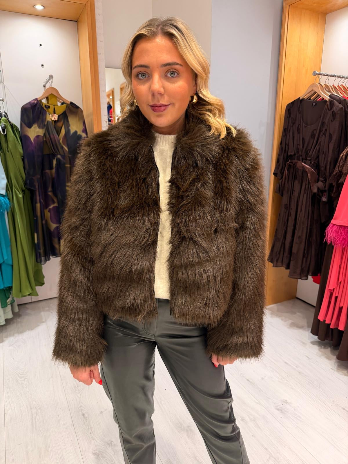 St Tropez Brown Fur Jacket