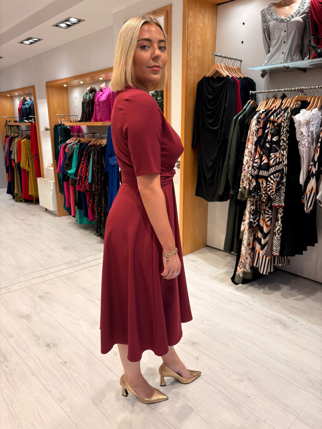 Casting Burgundy Midi Dress
