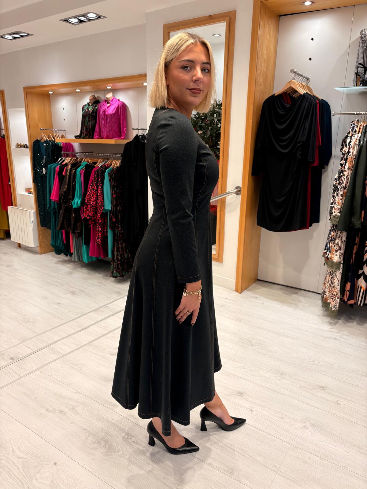 Arggido Navy Denim Look Dress