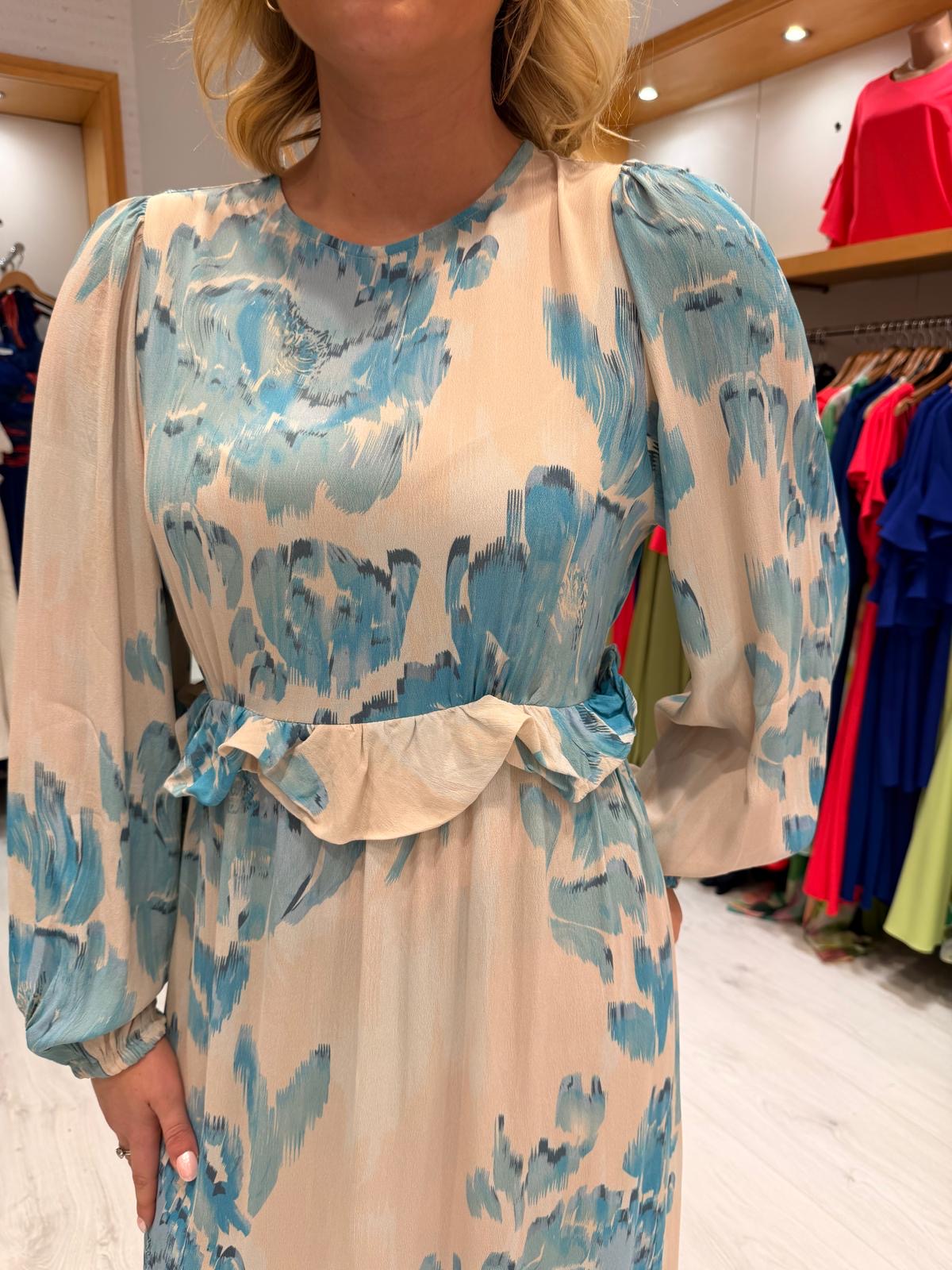 St Tropez Blue Ruffle Dress