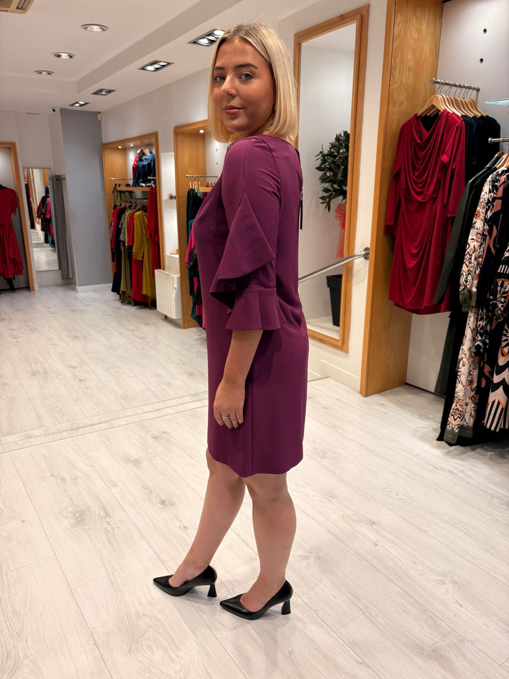 Moncho Heredia Violet Ruffle-Sleeve Shift Dress