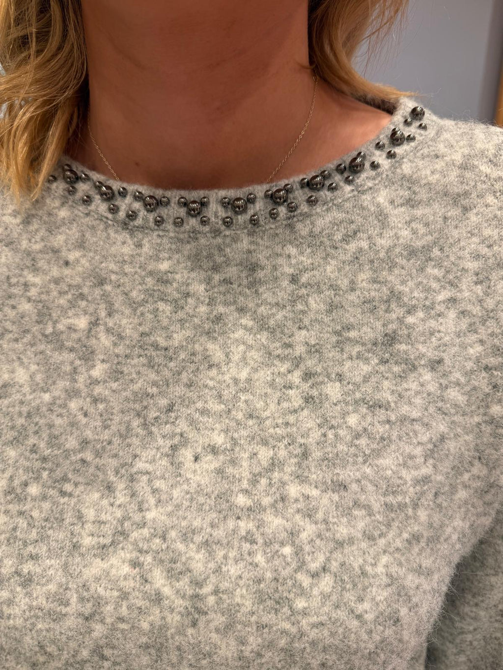 Kaffe Grey Embellished Knit Jumper