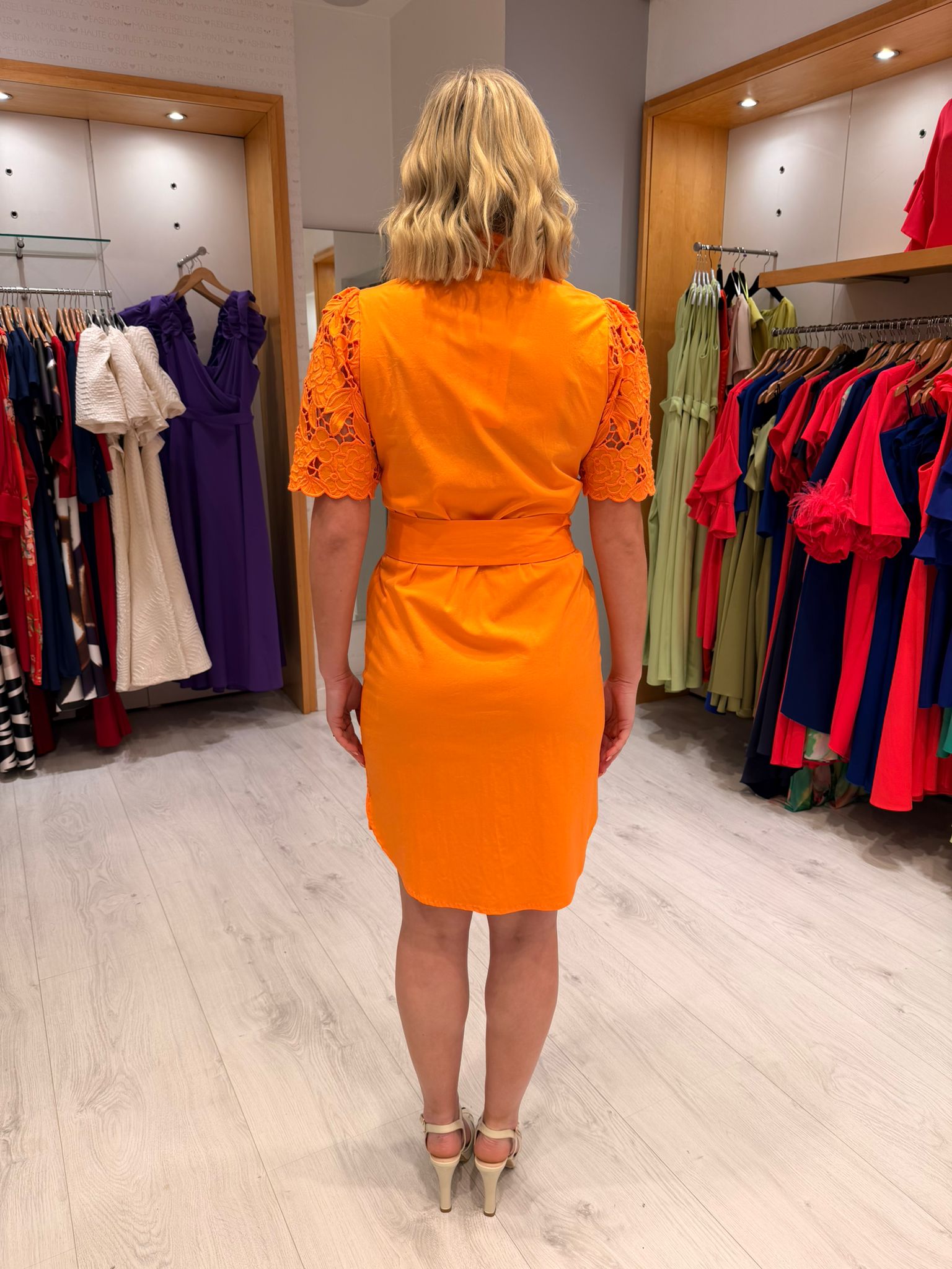 K Design Orange Embroidery Dress