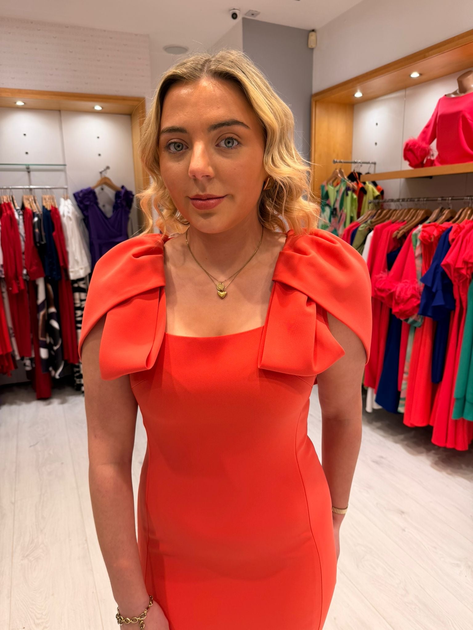 Carla Ruiz Coral Cape Dress
